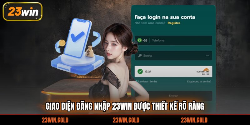 Giao diện đăng nhập 23win được thiết kế rõ ràng